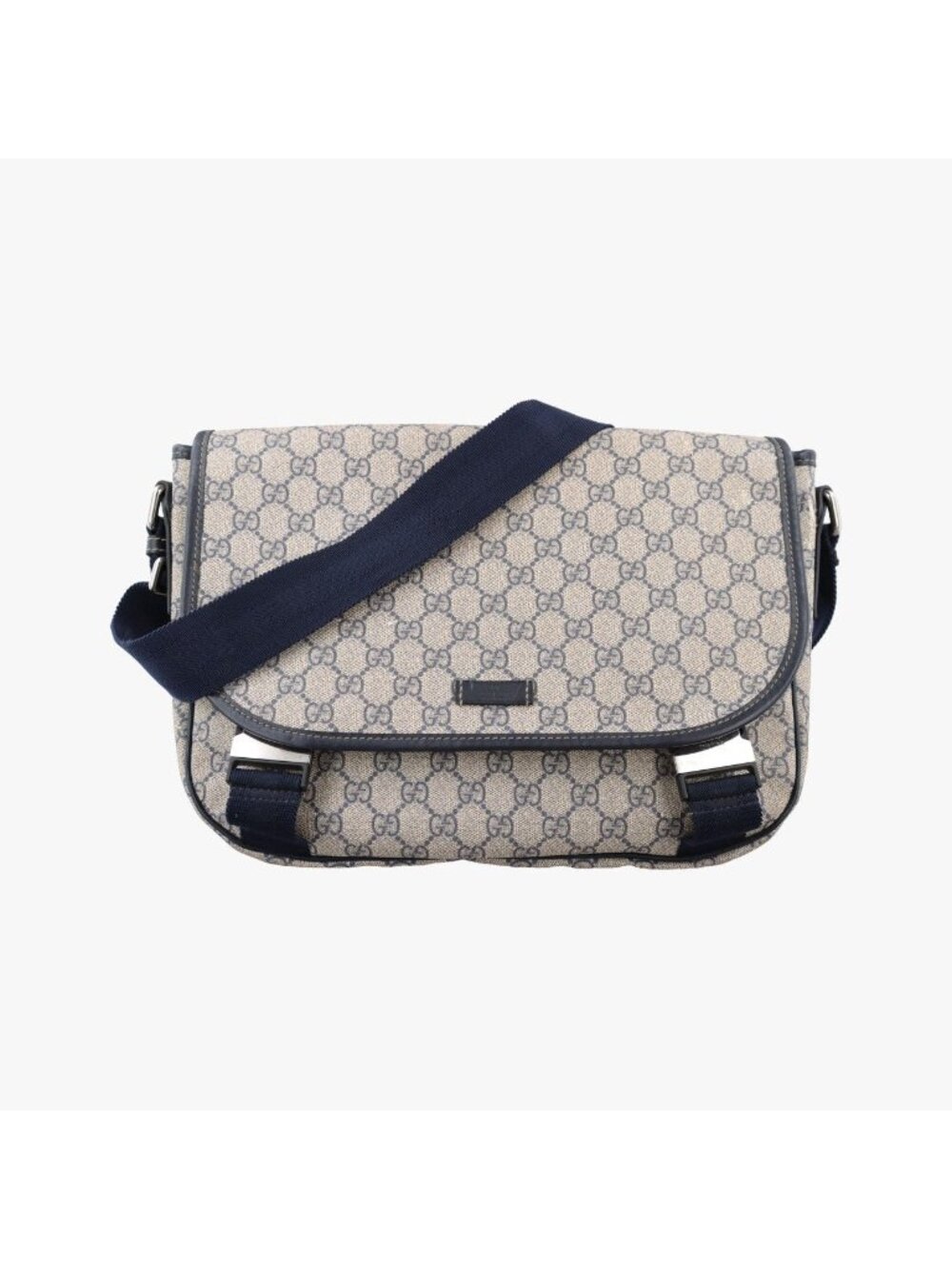 Gucci GG Plus Messenger Beige Navy Leather